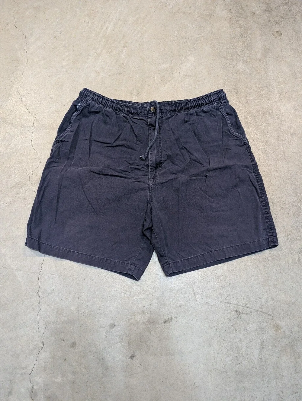 VTG Polo Ralph Lauren Navy Drawstring Flat-Front Shorts Men's XL
